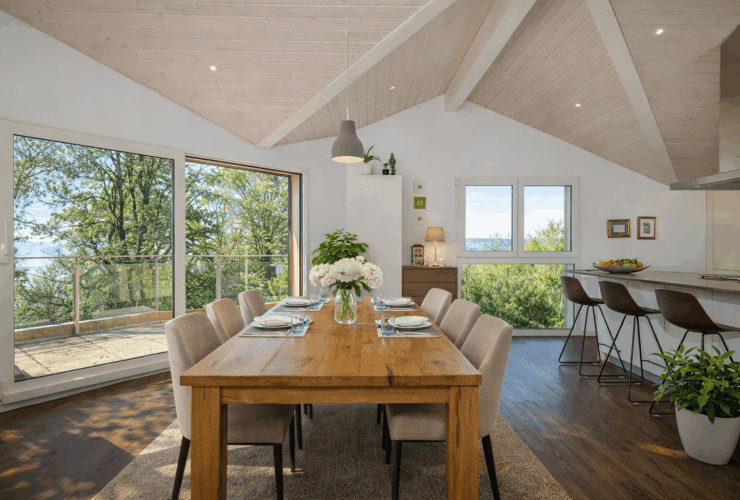 Villa contemporaine avec jardin et vue forêt